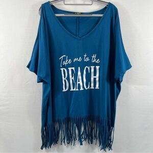 In'voland Blue Beach Cover-Up with Fringe 0774